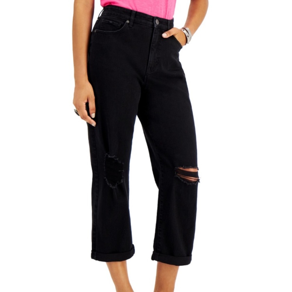 New Style & Co women’s Balloon Jeans Sz 4 Black Stretch Hi-rise NWT Barrel Macys